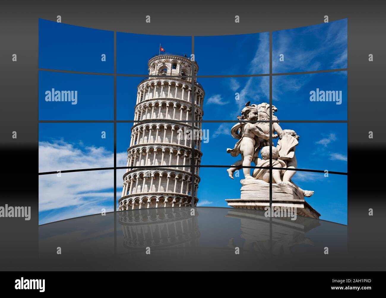 La Torre Pendente di Pisa, 57 metri di altezza, a Piazza del Duomo di Pisa, Toscana, Italia centrale, Italia, Europa Foto Stock