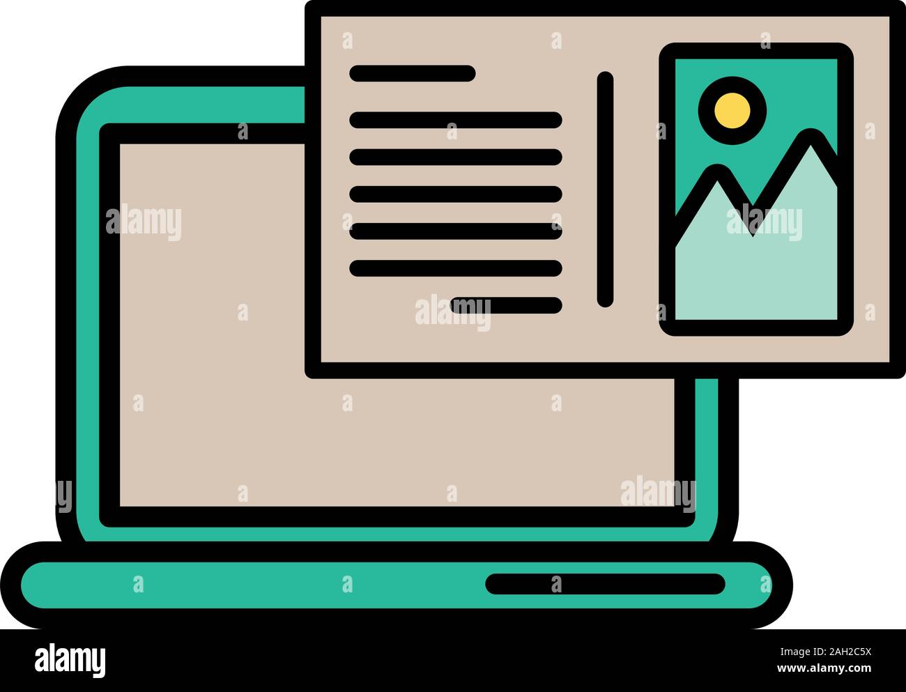 Laptop computer portatile con file di immagine Illustrazione Vettoriale