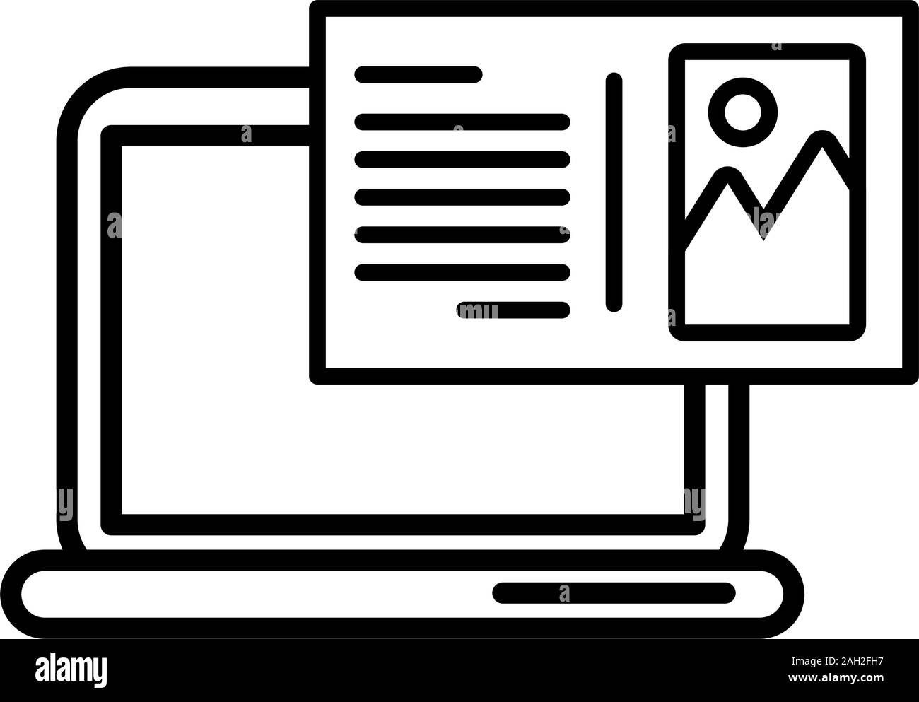 Laptop computer portatile con file di immagine Illustrazione Vettoriale