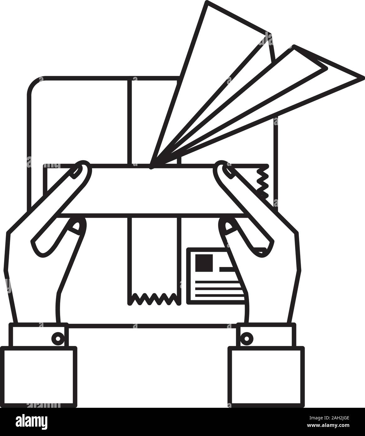 Mani il sollevamento scatola di imballaggio Servizio postale Illustrazione Vettoriale