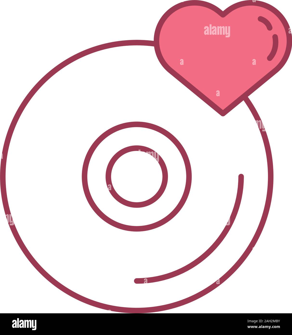 Felice il giorno di san valentino disco compatto con icona a forma di cuore Illustrazione Vettoriale