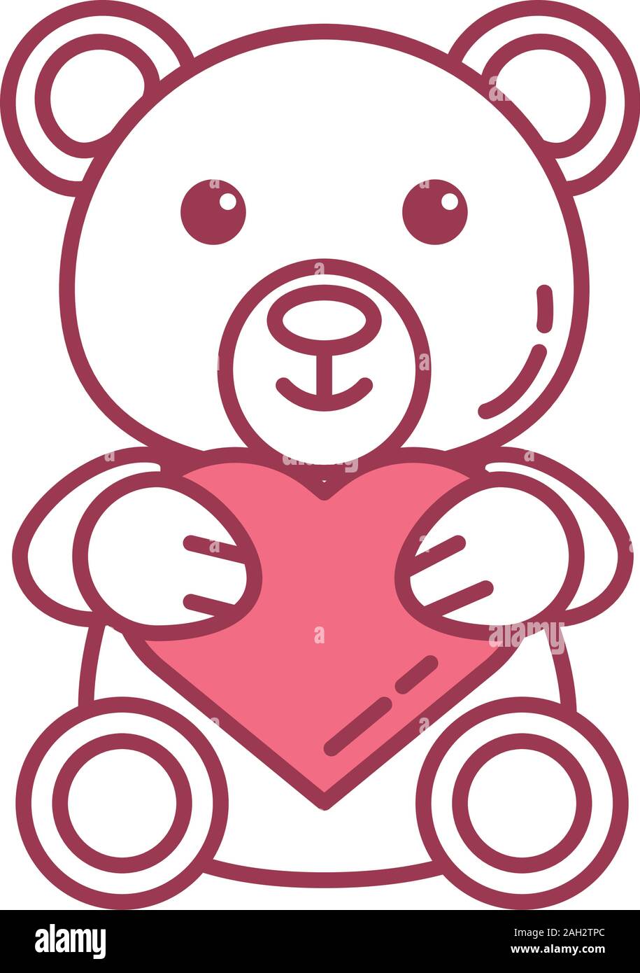 Felice il giorno di san valentino orso con cuore Illustrazione Vettoriale