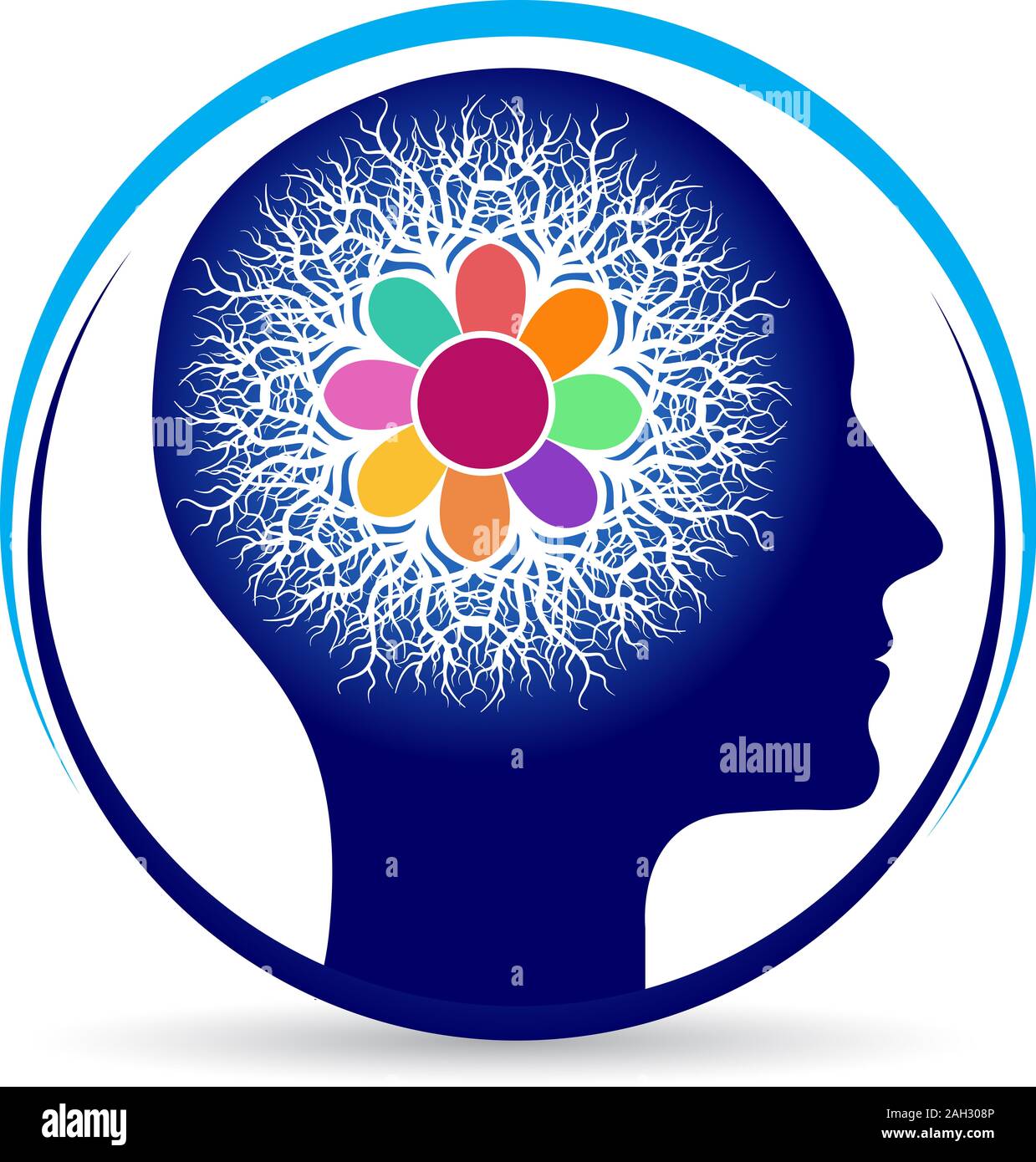logo floreale power brain Foto Stock