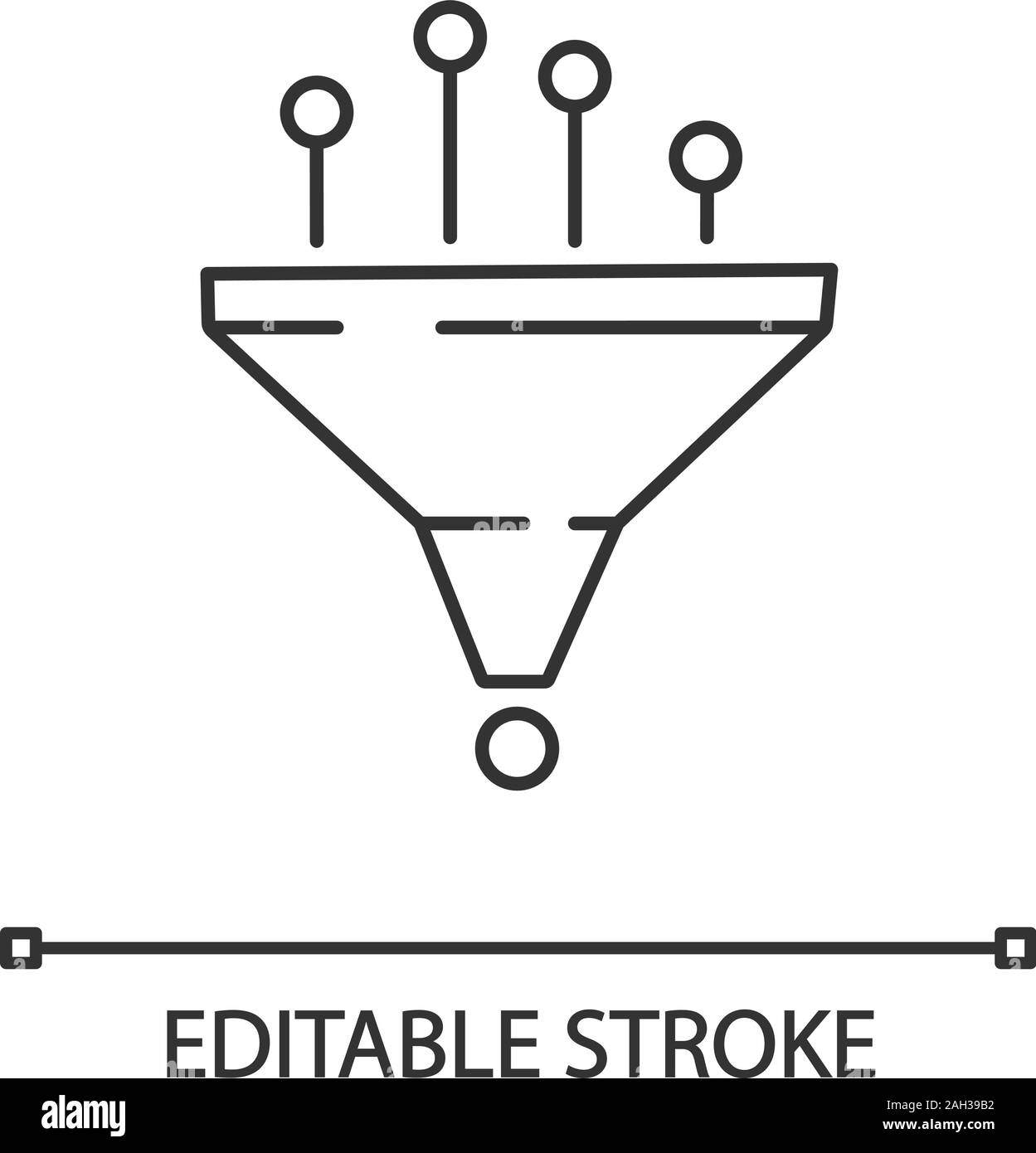 Filtraggio dei dati e sistema di strutturazione icona lineare. Macchina di processo di apprendimento. Linea sottile illustrazione. Il data mining. Imbuto. La raccolta di dati statistici. Vettore Illustrazione Vettoriale