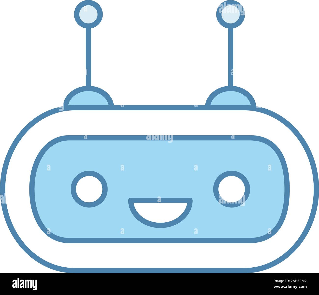 Chatbot icona di colore. Talkbot. Ridendo chat bot. Moderno robot. Assistente virtuale. Agente di conversazione. Isolato illustrazione vettoriale Illustrazione Vettoriale