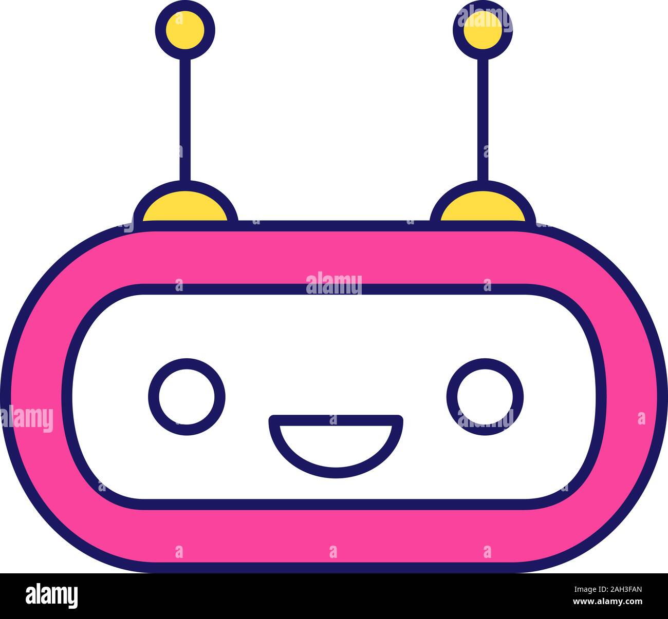 Chatbot icona di colore. Talkbot. Ridendo chat bot. Moderno robot. Assistente virtuale. Agente di conversazione. Isolato illustrazione vettoriale Illustrazione Vettoriale