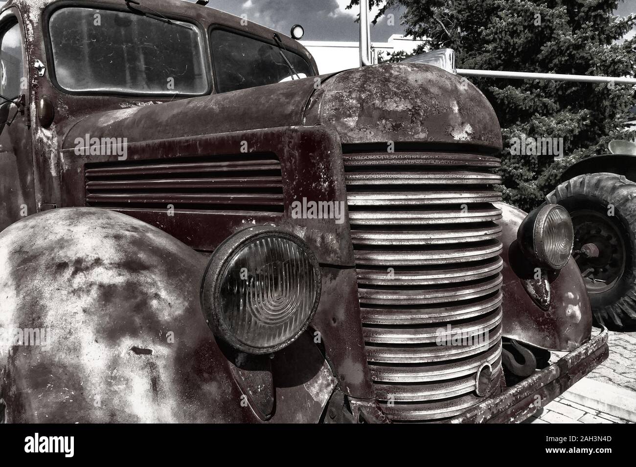 Vecchio camion dei pompieri dalla metà del XX secolo Foto Stock