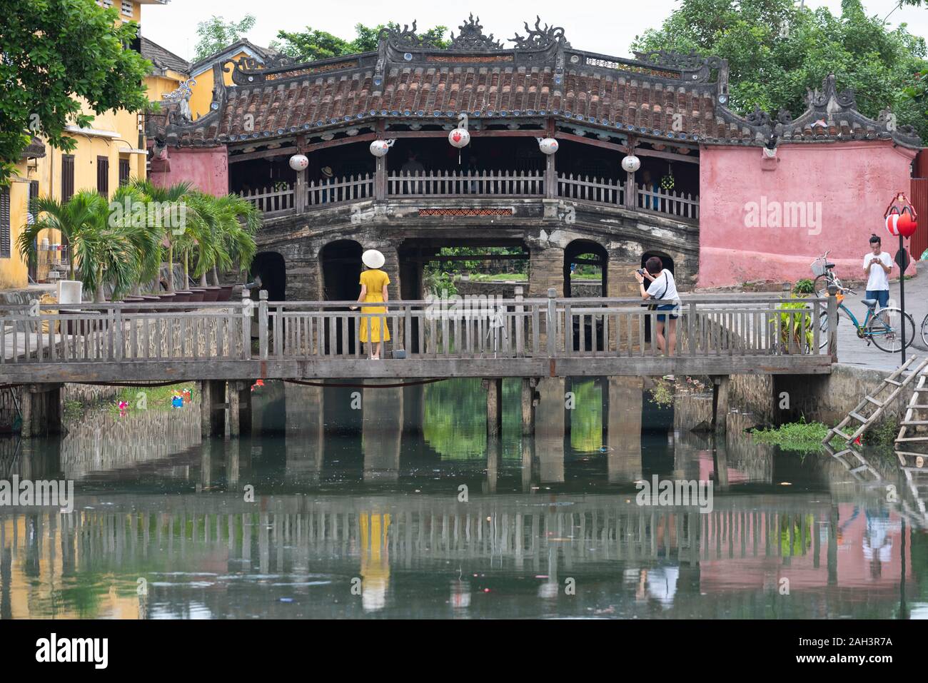 Il vecchio ponte giapponese a Hoi An, Vietnam. Foto Stock