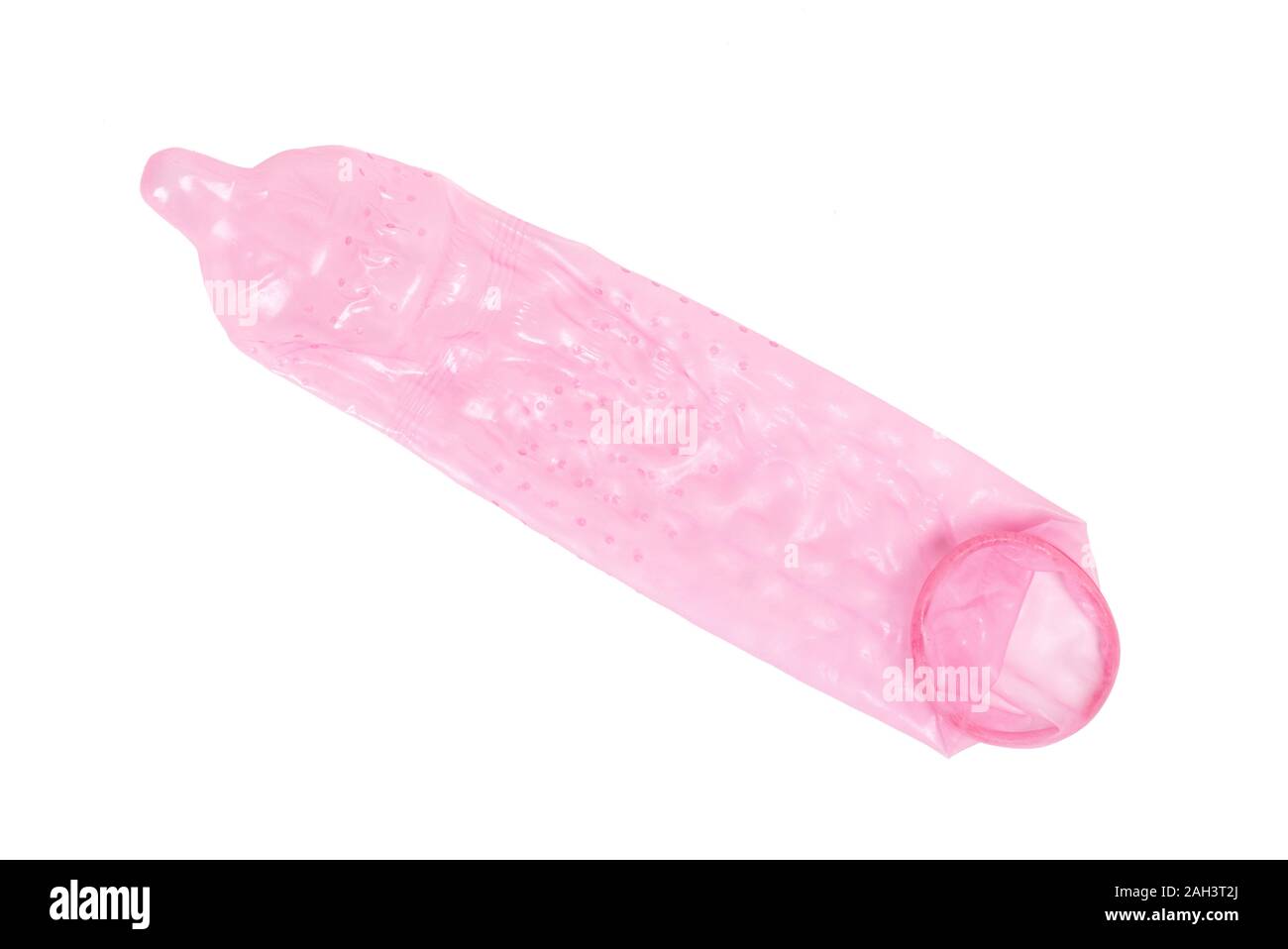 Red preservativo, isolato su uno sfondo bianco Foto Stock