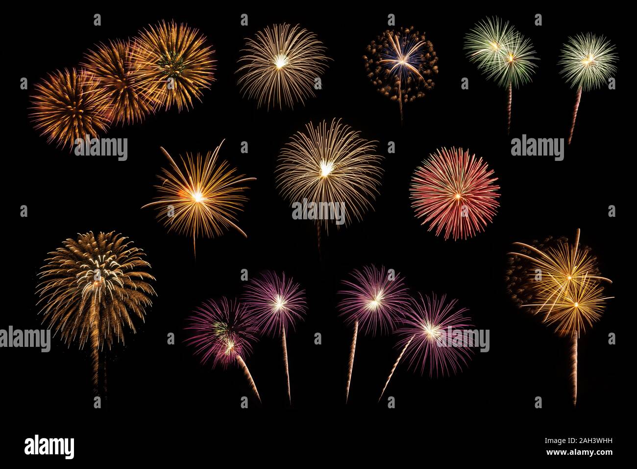 Coloratissimo spettacolo di fuochi d'artificio celebrazione Foto Stock