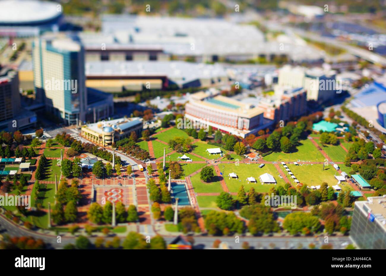 Stati Uniti d'America, Georgia, Atlanta, vista aerea di Centennial Olympic Park Foto Stock