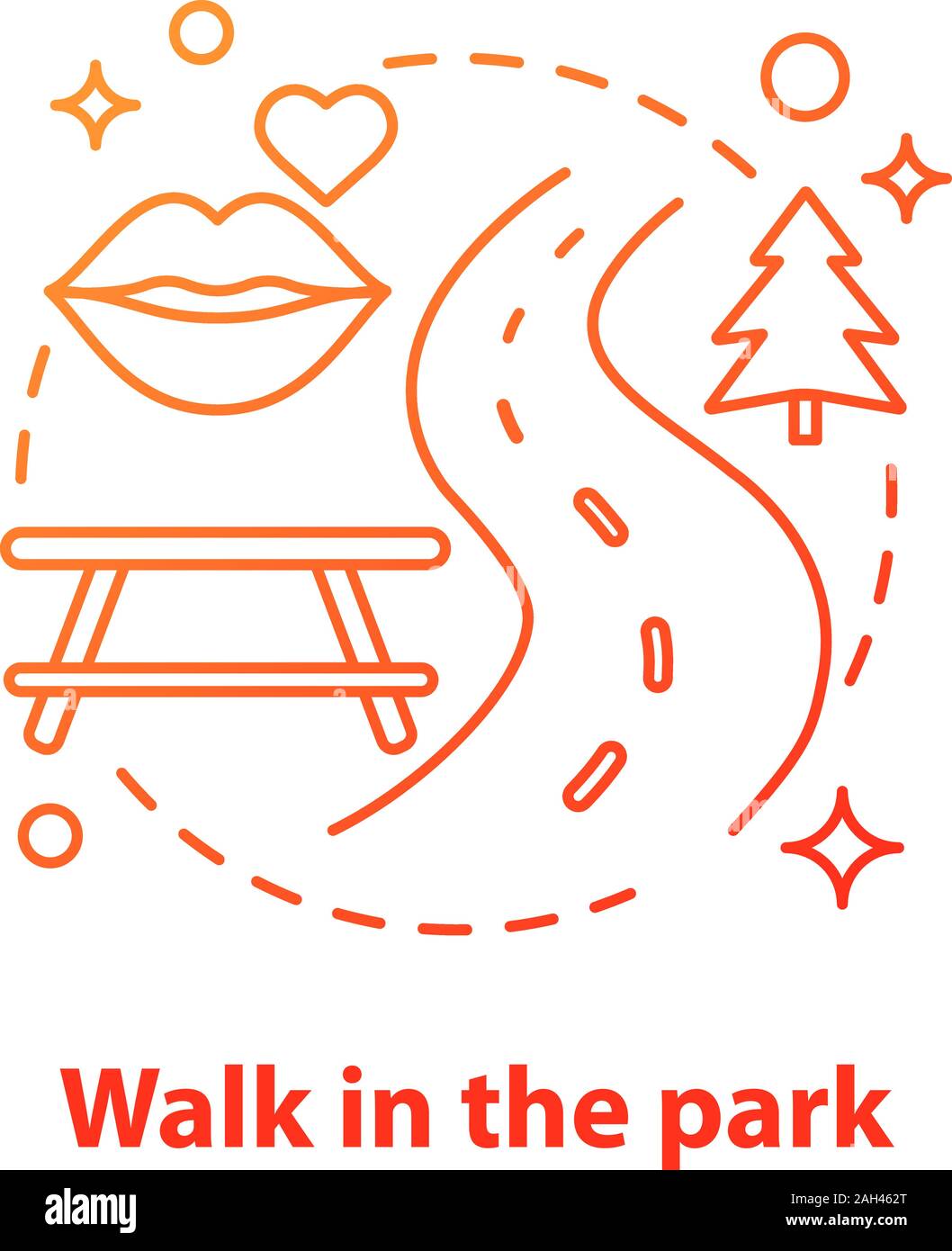 Passeggiata nel parco concetto icona. Data all'aperto. Matura in amore passatempo. Relazioni Romantiche idea sottile linea illustrazione. Il vettore isolato drawi contorno Illustrazione Vettoriale