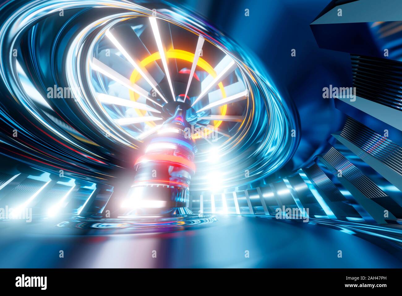 3D reso illustrazione di luminoso incandescente sci-fi reattore Foto Stock