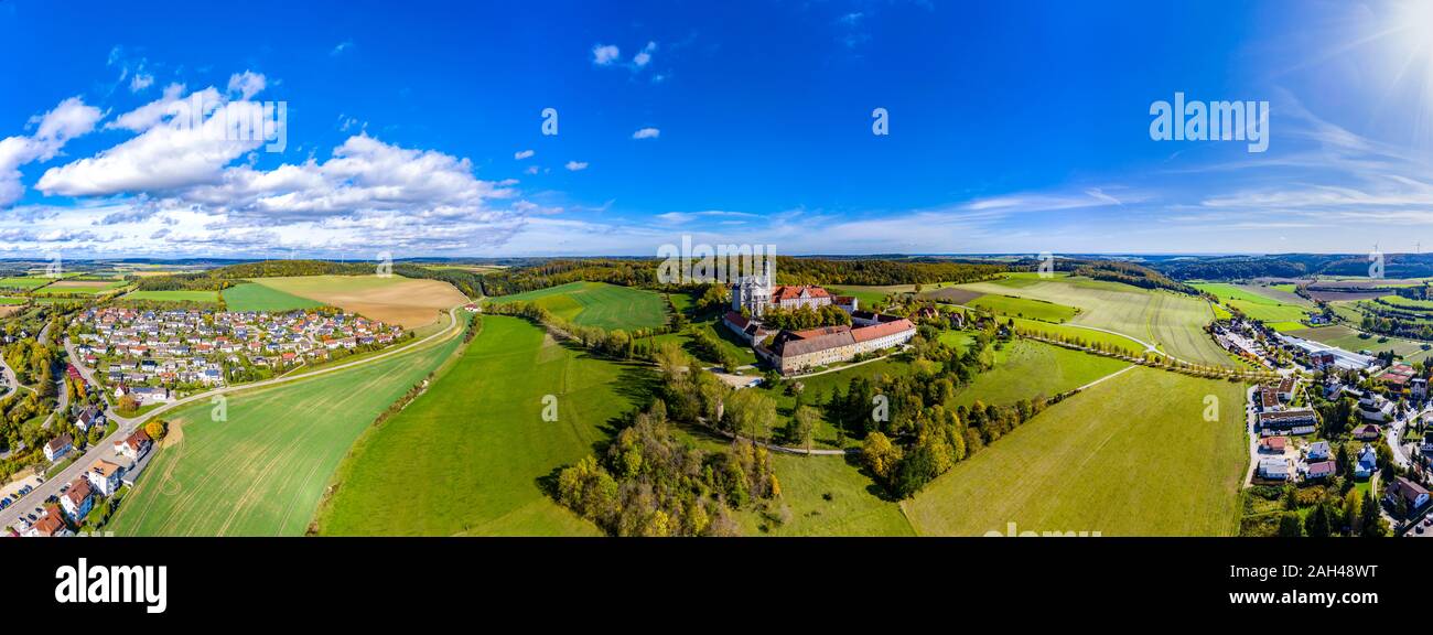 Germania Baden-Wuerttemberg, Neresheim, vista aerea del monastero benedettino, Neresheim Abbey Foto Stock