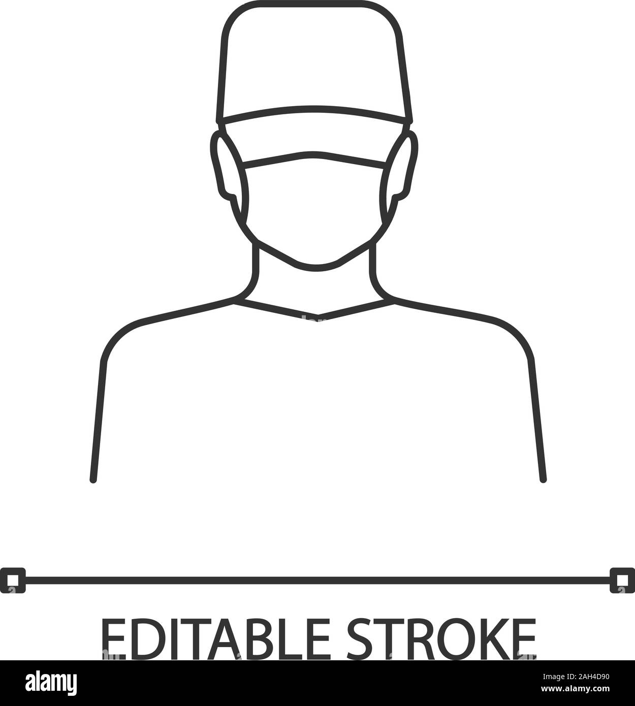 Un chirurgo plastico icona lineare. Medico, il terapista, medico di medicina generale. Linea sottile illustrazione. Operatore sanitario. Dentista. Simbolo di contorno. Il vettore isolato Illustrazione Vettoriale