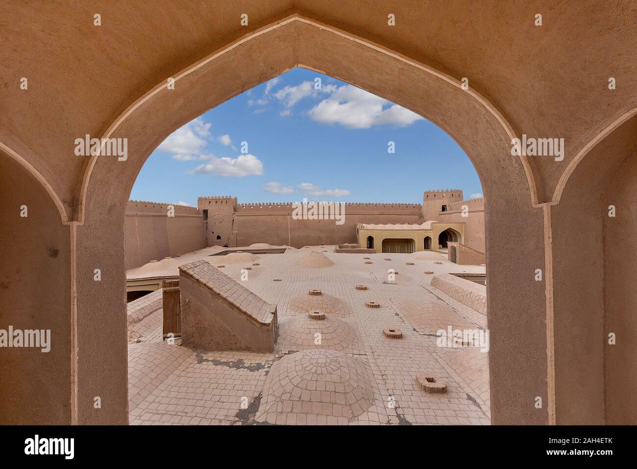 Vista sul Castello di Rayen, in Kerman, Iran. Foto Stock