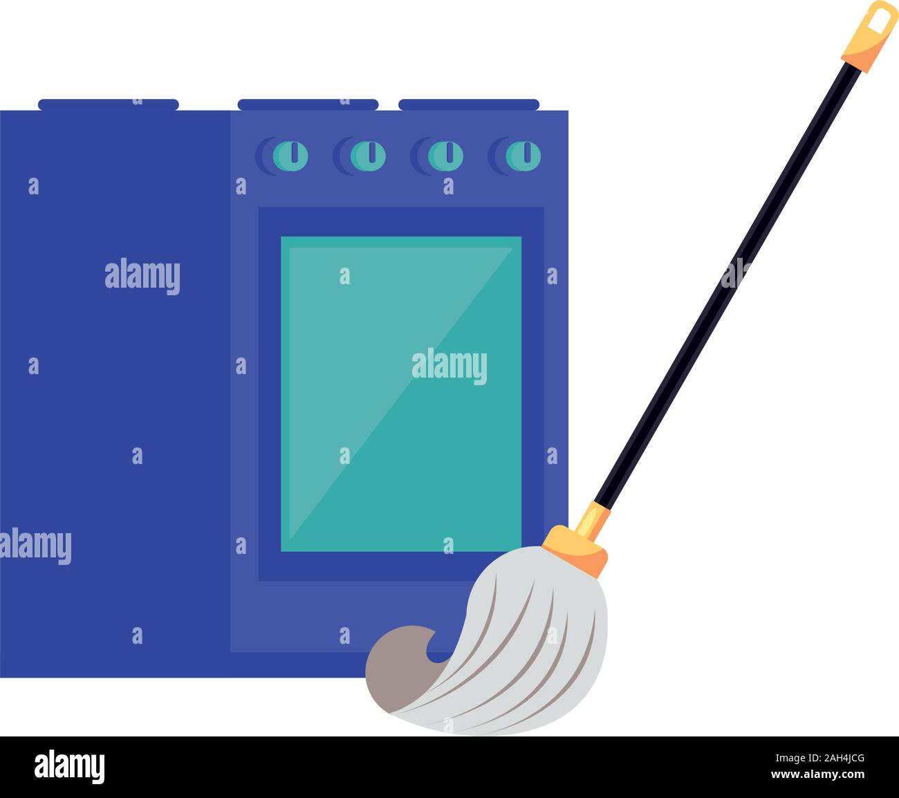 Housekepping mop accessorio con forno di cottura Illustrazione Vettoriale