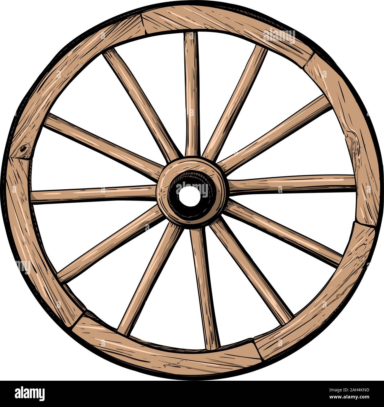 Vecchia ruota in legno Illustrazione Vettoriale