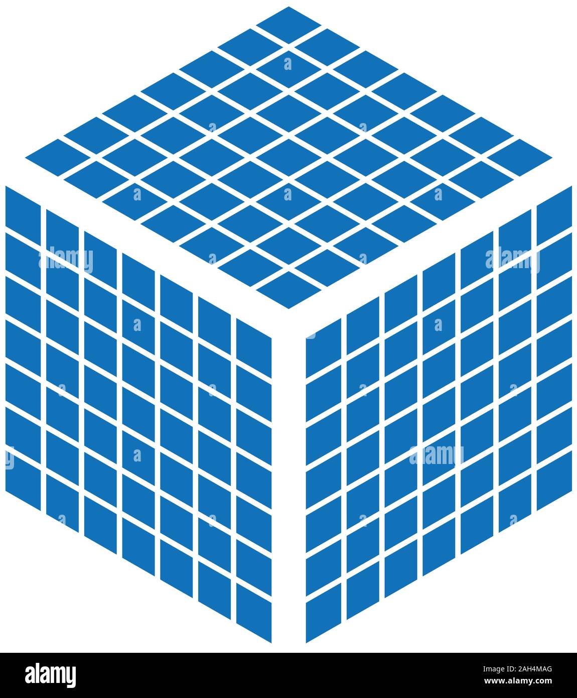 Griglia isometrica cubo con tre lati della griglia Illustrazione Vettoriale
