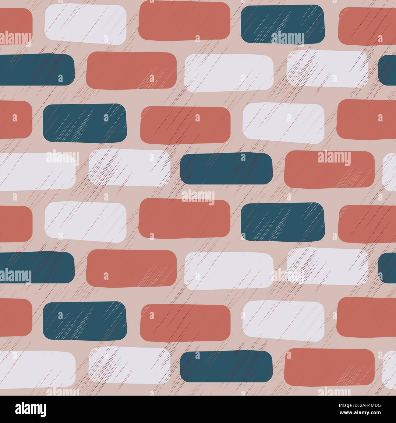 Graffiato muro di mattoni seamless modello di vettore di sfondo. Illustrazione Vettoriale