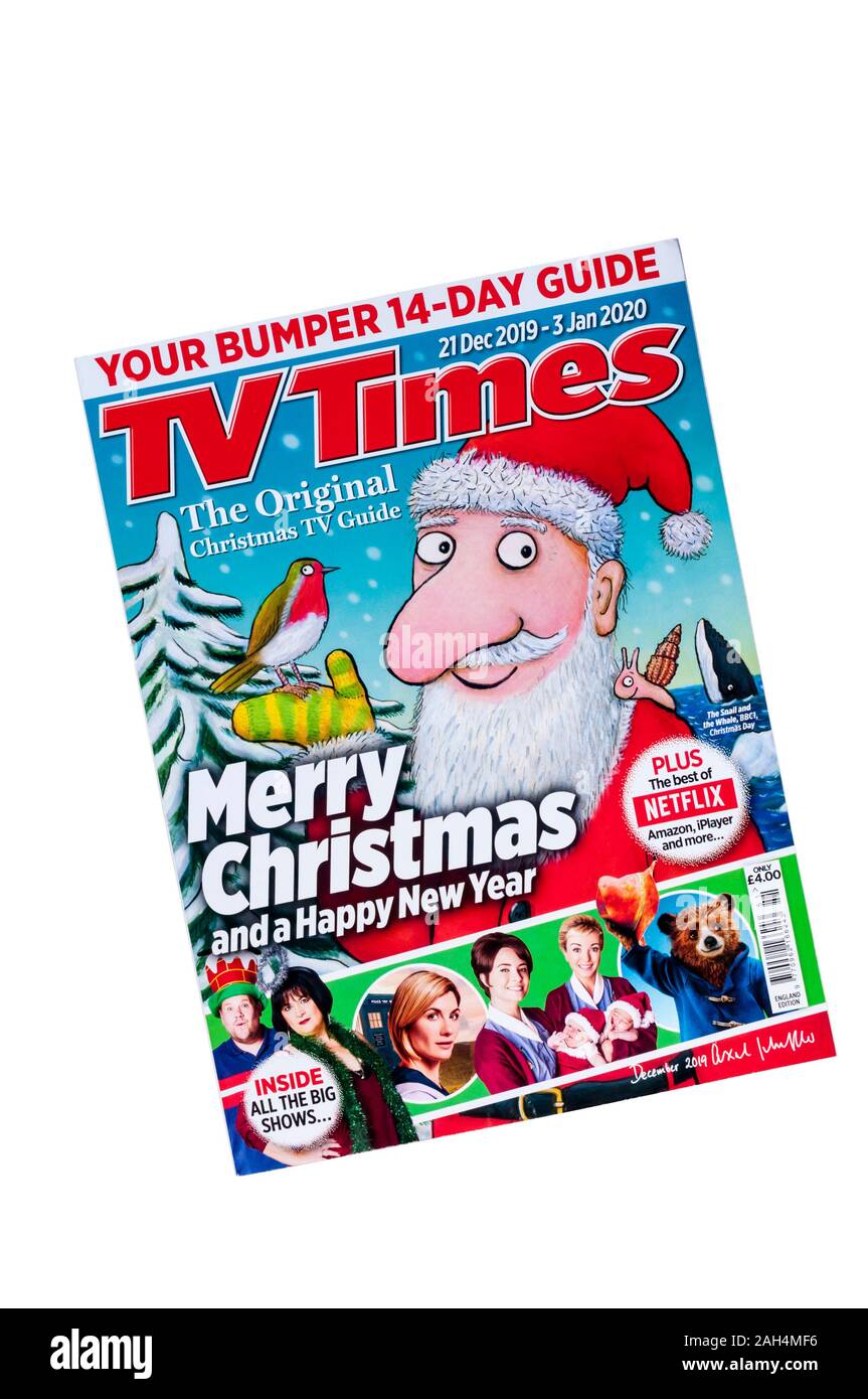 Una copia del 2019 Natale edizione del TV televisione tempi di elenchi di programmi TV magazine. Foto Stock