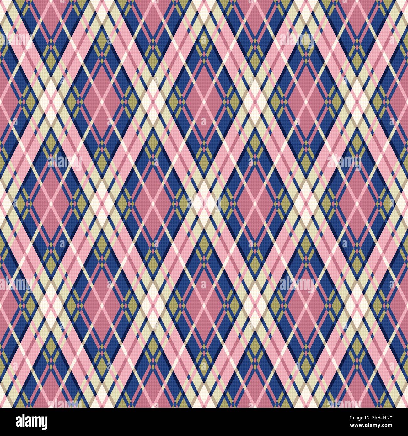 Perfetta illustrazione rombica pattern come un tartan plaid in tenui verde, rosa, blu e beige Illustrazione Vettoriale