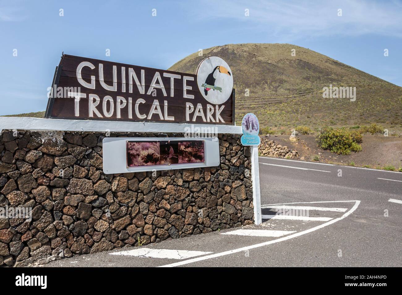 Segno per Guinate Tropical Park, Lanzarote, Isole Canarie, Spagna Foto Stock