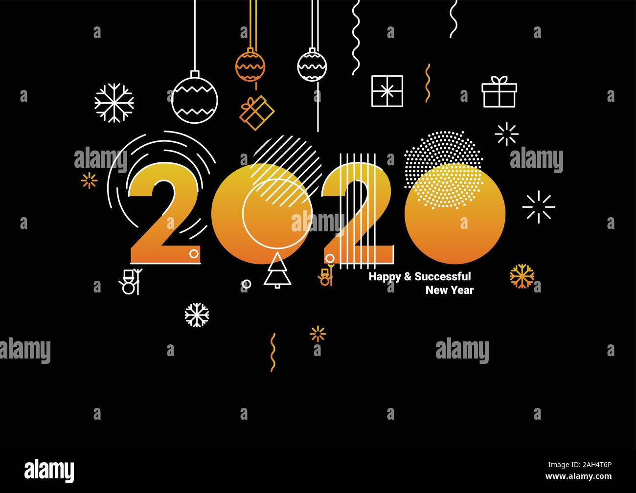 Felice Anno Nuovo 2020 bigliettino. Illustrazione Vettoriale concetto per lo sfondo, biglietto di auguri, banner per il sito web. Felice anno nuovo Banner con 2020 Numb Illustrazione Vettoriale