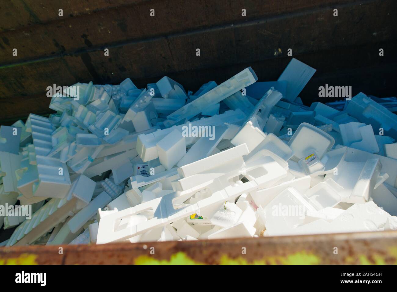 Vancouver Rifiuti Zero Center - Ottobre, 2019 Cestino Riciclaggio di plastica. Foto Stock