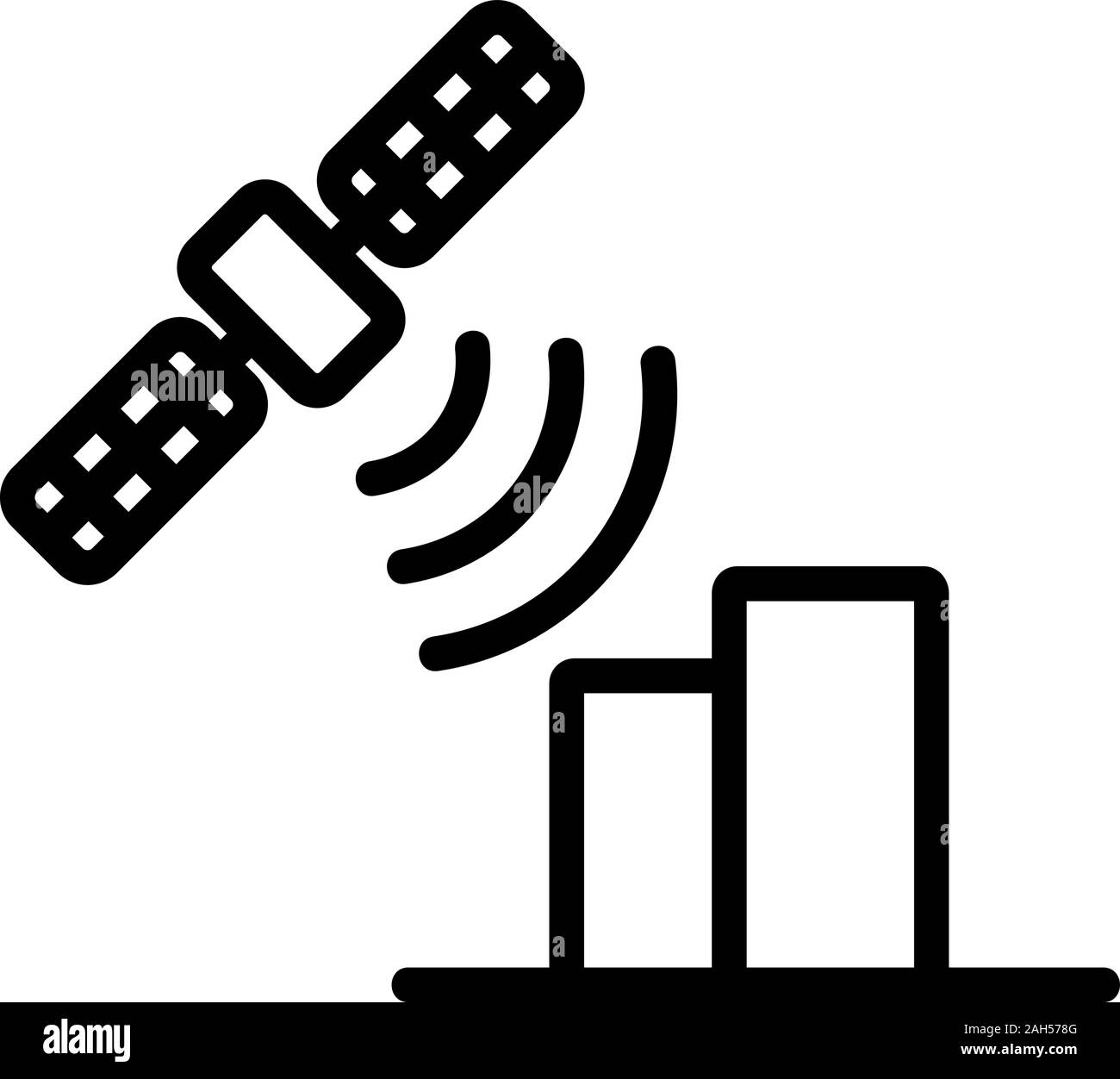 Terra via satellite e icona di casa vettore. Isolate il simbolo di contorno illustrazione Illustrazione Vettoriale