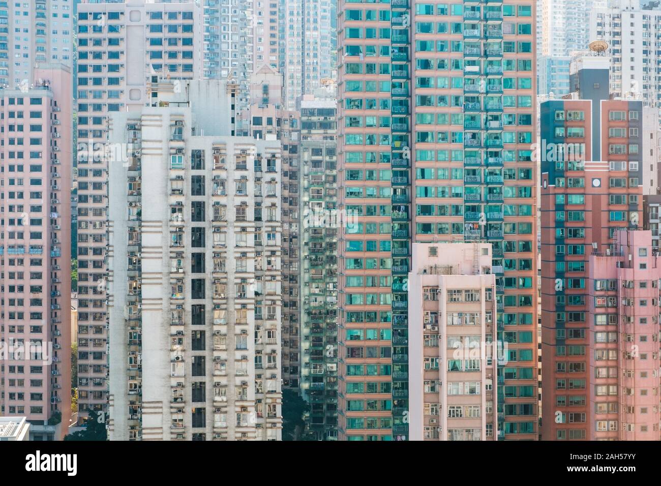 Edifici grattacielo, città skyline del centro di HongKong Foto Stock