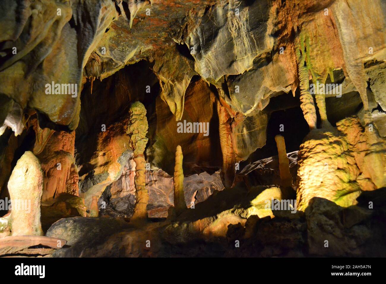 Gough's Cave, Cheddar Gorge, Mendip Hills, Cheddar, Somerset, Inghilterra, Regno Unito Foto Stock