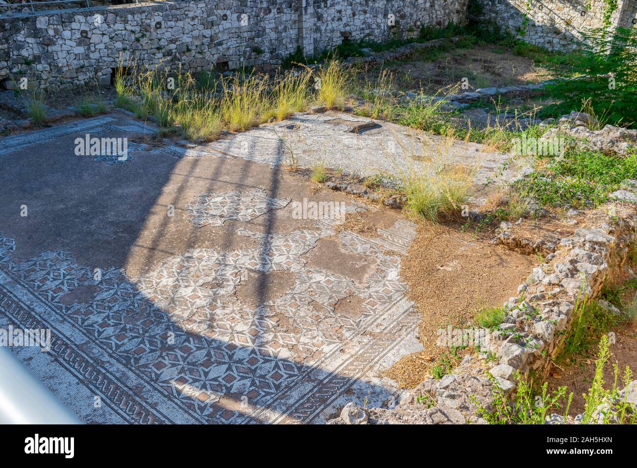 Il pavimento in mosaico della villa romana di Santa Eufemia, Cefalonia Foto Stock