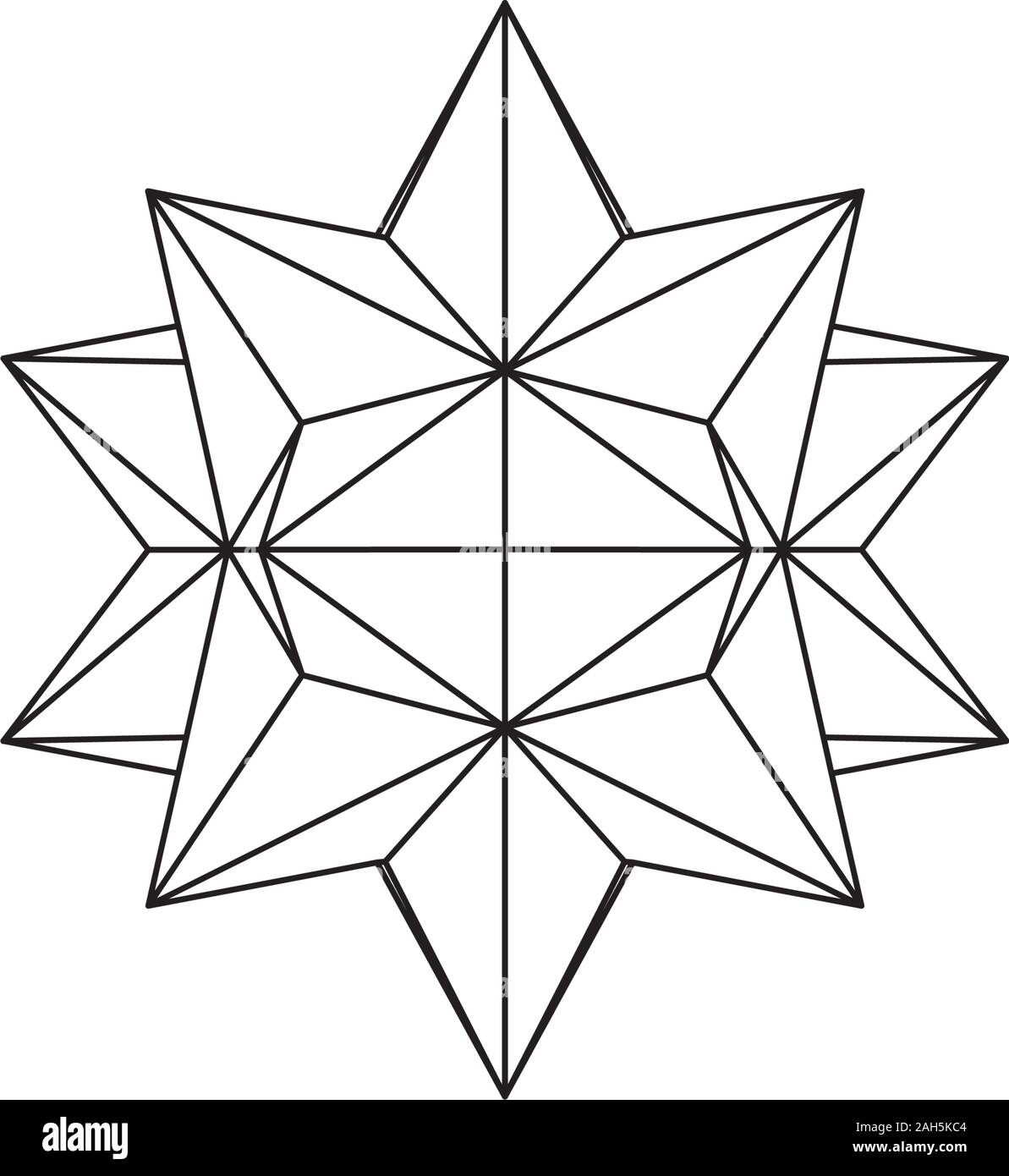 Linea del vettore illustrazione di una stella geometrica su sfondo bianco Illustrazione Vettoriale