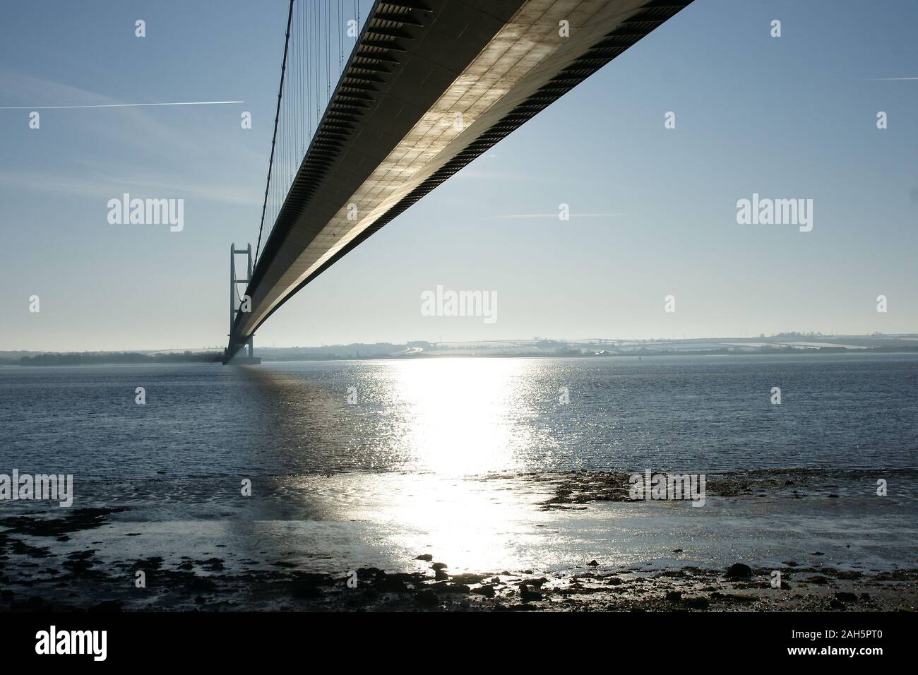 Fiume Humber, Humber Bridge Foto Stock