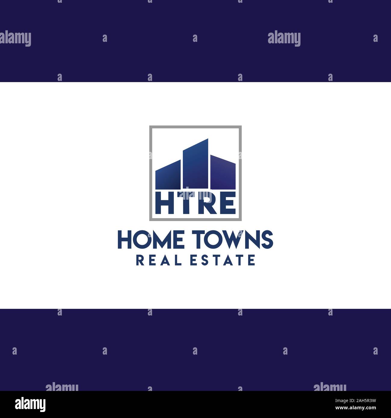 Lettera alfabeto HTRE Logo Design Template, Home Città Real Estate company Logo concetto, edificio blu illustrazione vettoriale EPS Progetto 10 Illustrazione Vettoriale