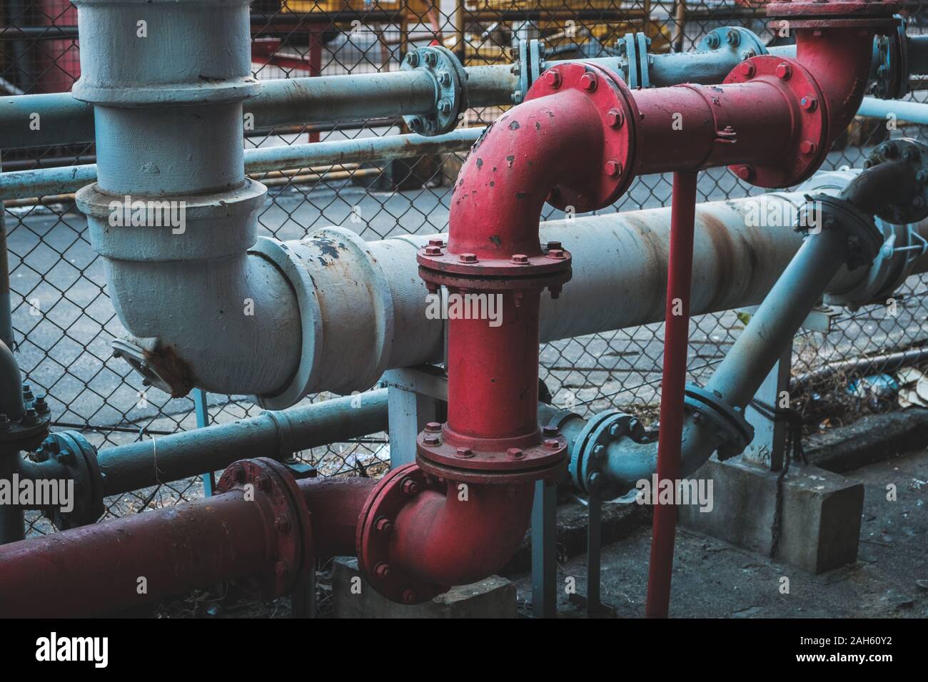 Delle tubazioni di acqua e gas closeup Foto Stock