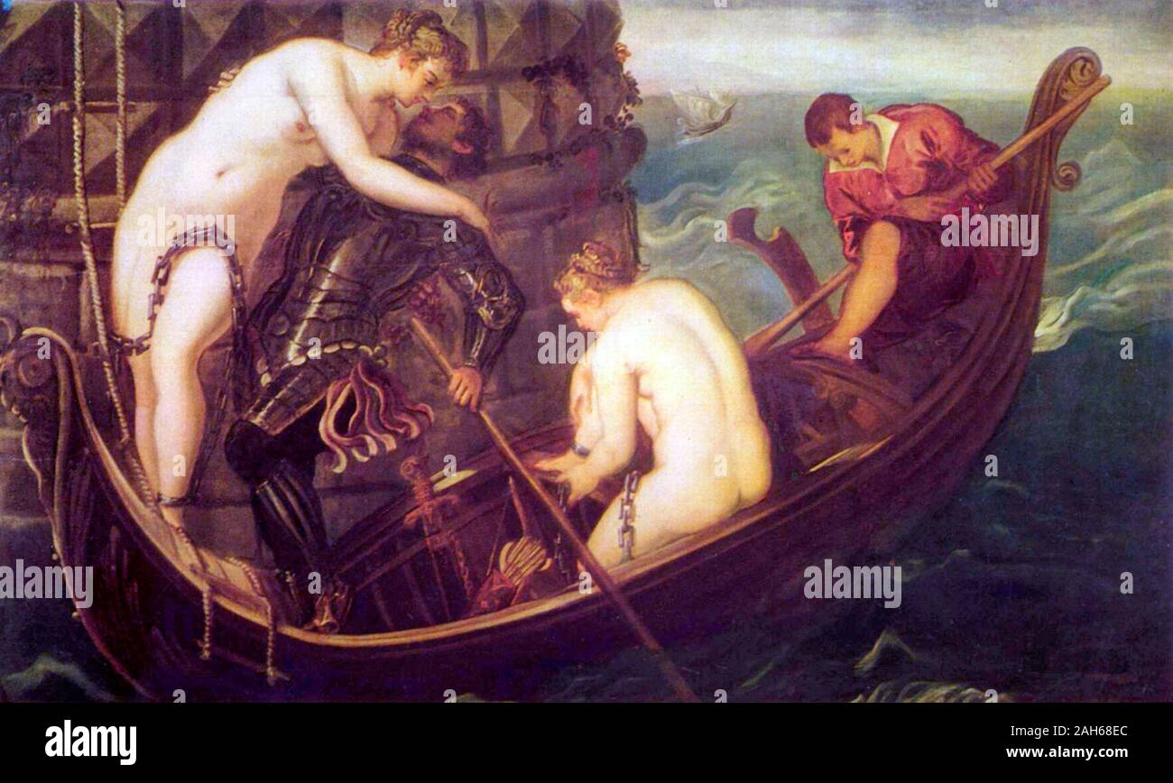 La liberazione di Arsinoe (c. 1560) da Jacopo Tintoretto Foto Stock