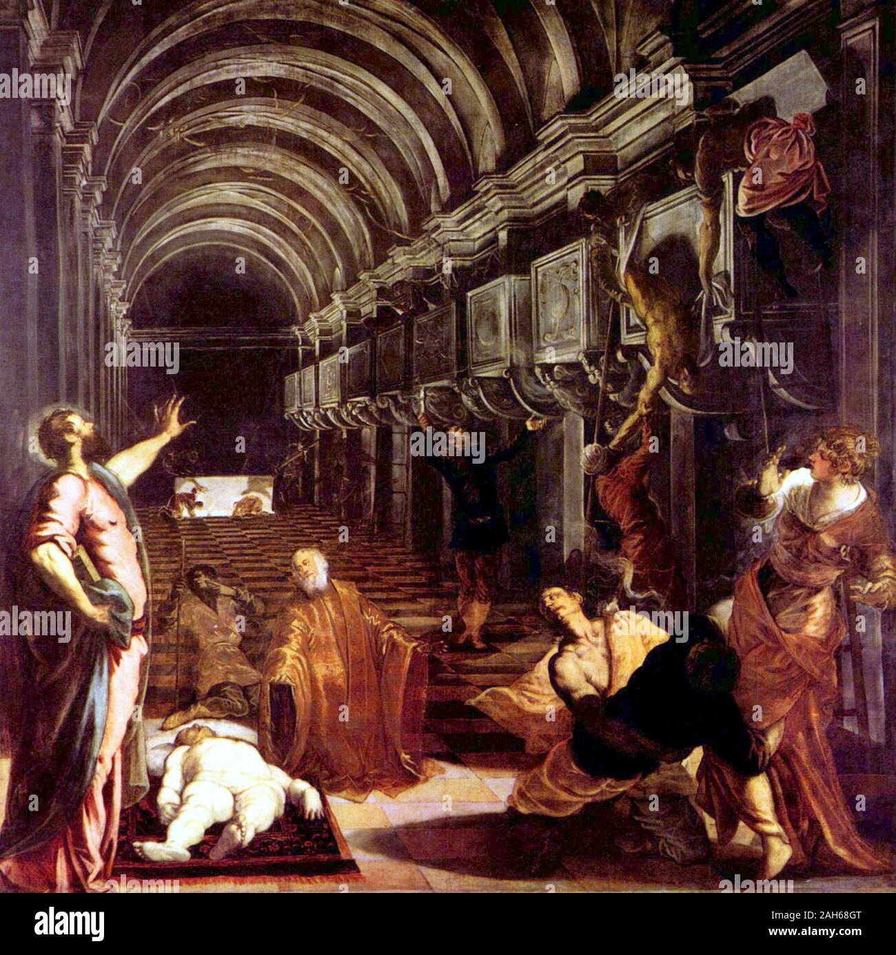 Ritrovamento del corpo di San Marco (1548) La Pinacoteca di Brera di Jacopo Tintoretto Foto Stock
