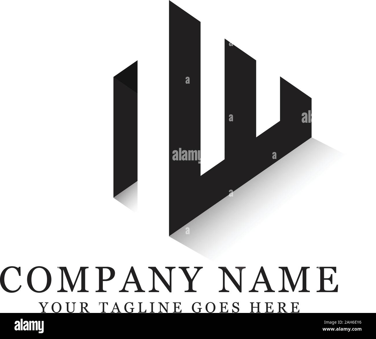 Nw disegni logo vettore con lo spazio negativo Illustrazione Vettoriale