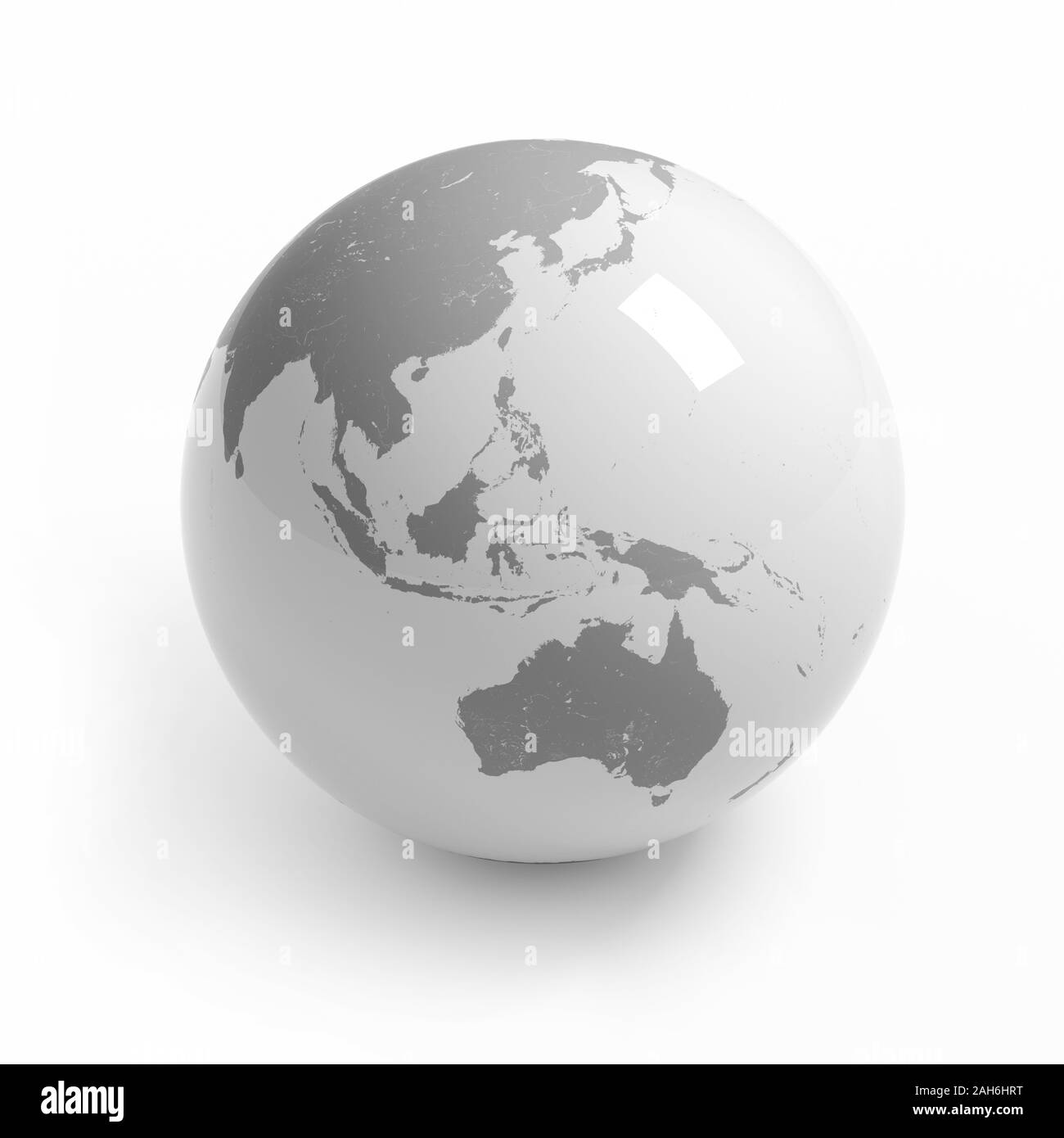 Mappa mondo mondo isolato con percorso di clipping su bianco - Australia, Asia Foto Stock