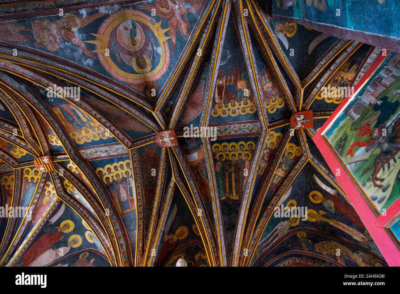 Dipinti sul soffitto della cattedrale di Wawel, Cracovia in Polonia Foto Stock
