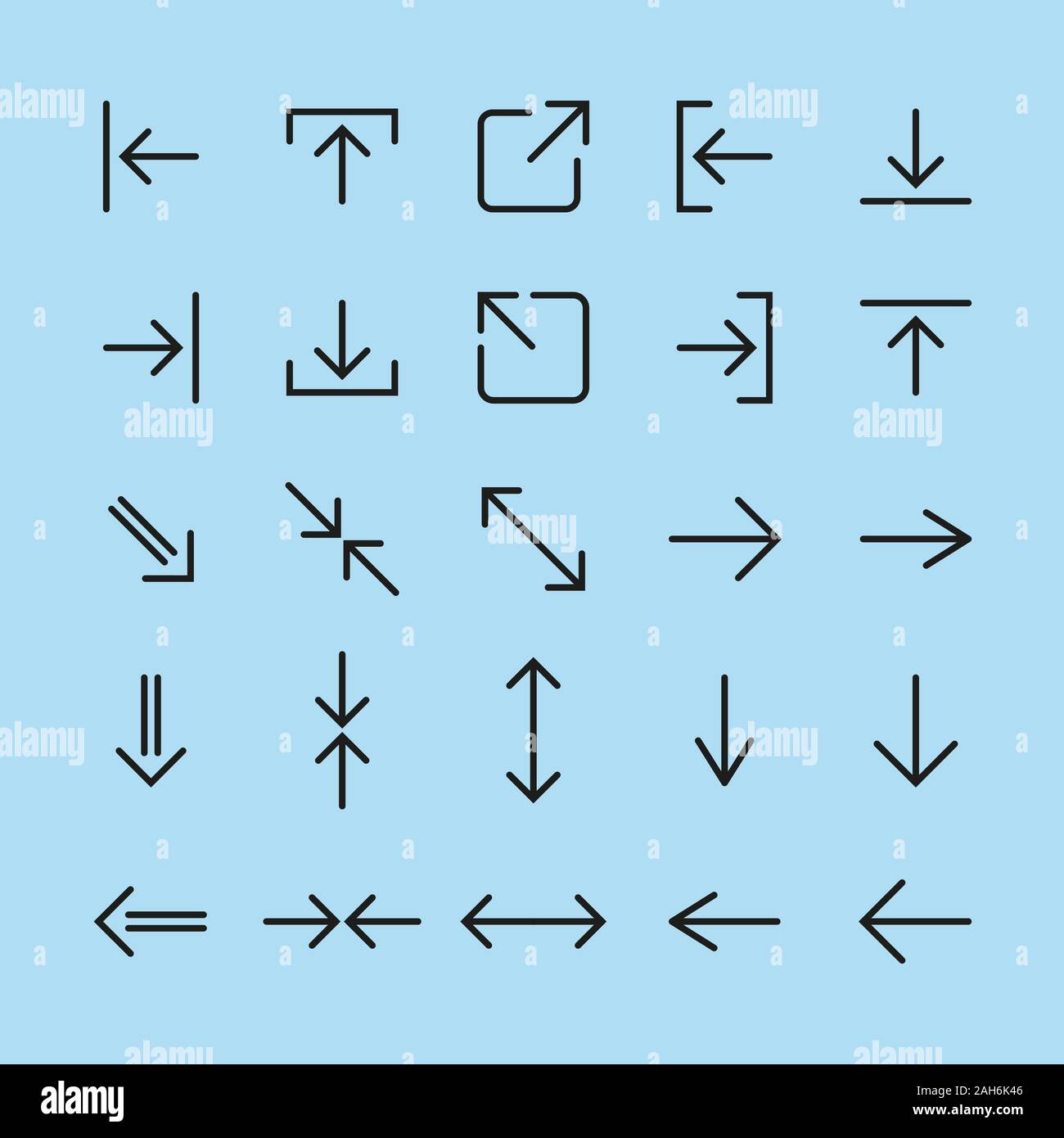Line arrow icon set. Illustrazione Vettoriale, design piatto Illustrazione Vettoriale