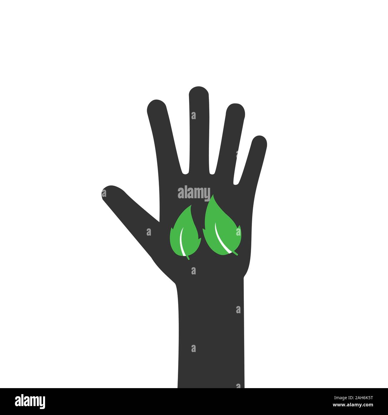 Foglia, Eco Friendly mani icona. Illustrazione Vettoriale, design piatto Illustrazione Vettoriale