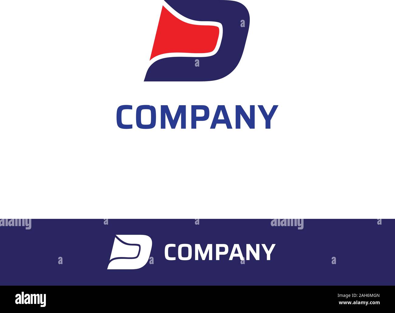 Lettera alfabetica D Company Logo Design Template, Logo Lettermark concetto astratto, Font, Abjad, iniziale e semplice logo, rosso, blu, forte, Profesionale Illustrazione Vettoriale