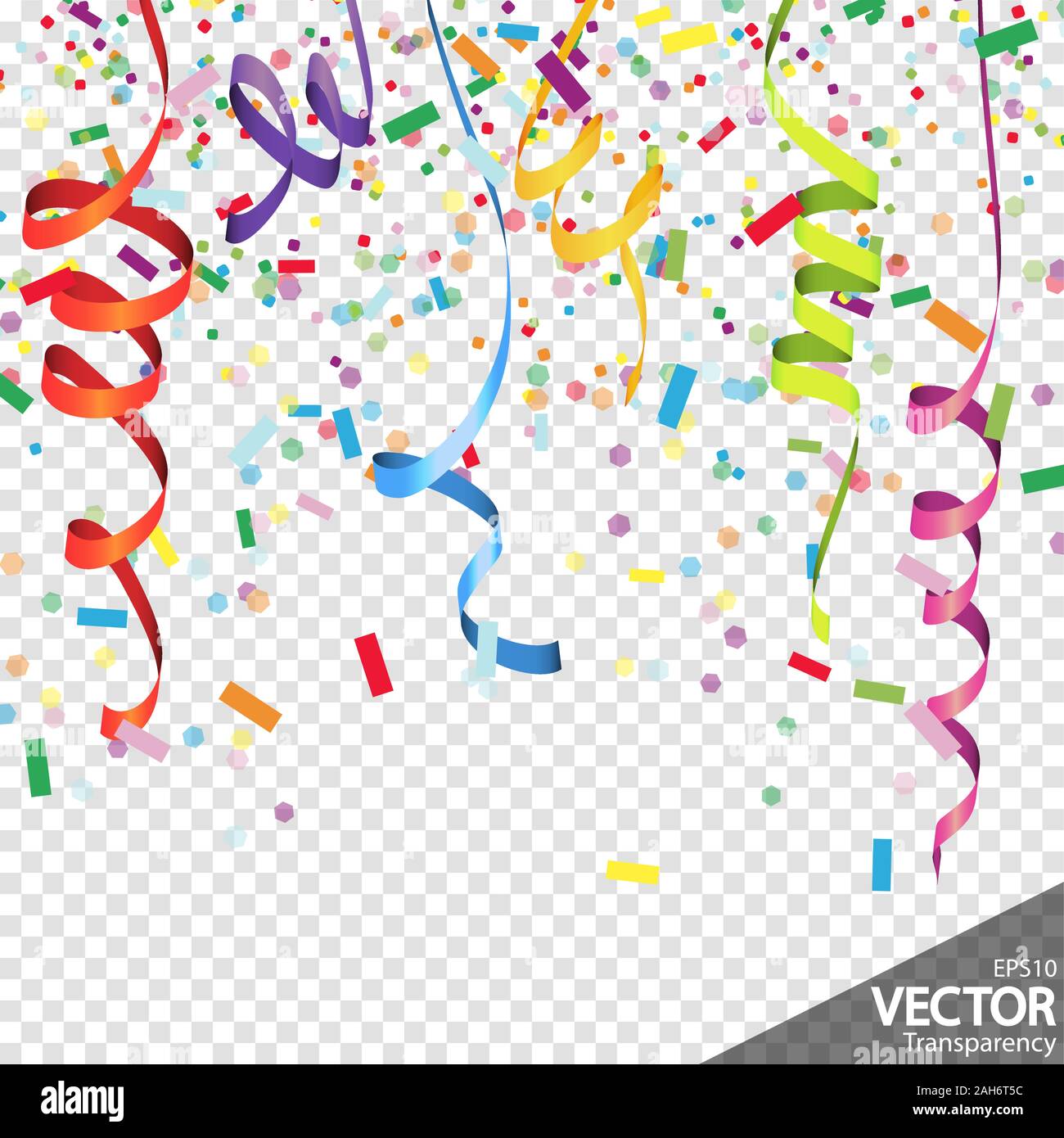 Illustrazione del colorato di coriandoli e stelle filanti sfondo per party  o utilizzo di carnevale con trasparenza nei file vettoriali Immagine e  Vettoriale - Alamy