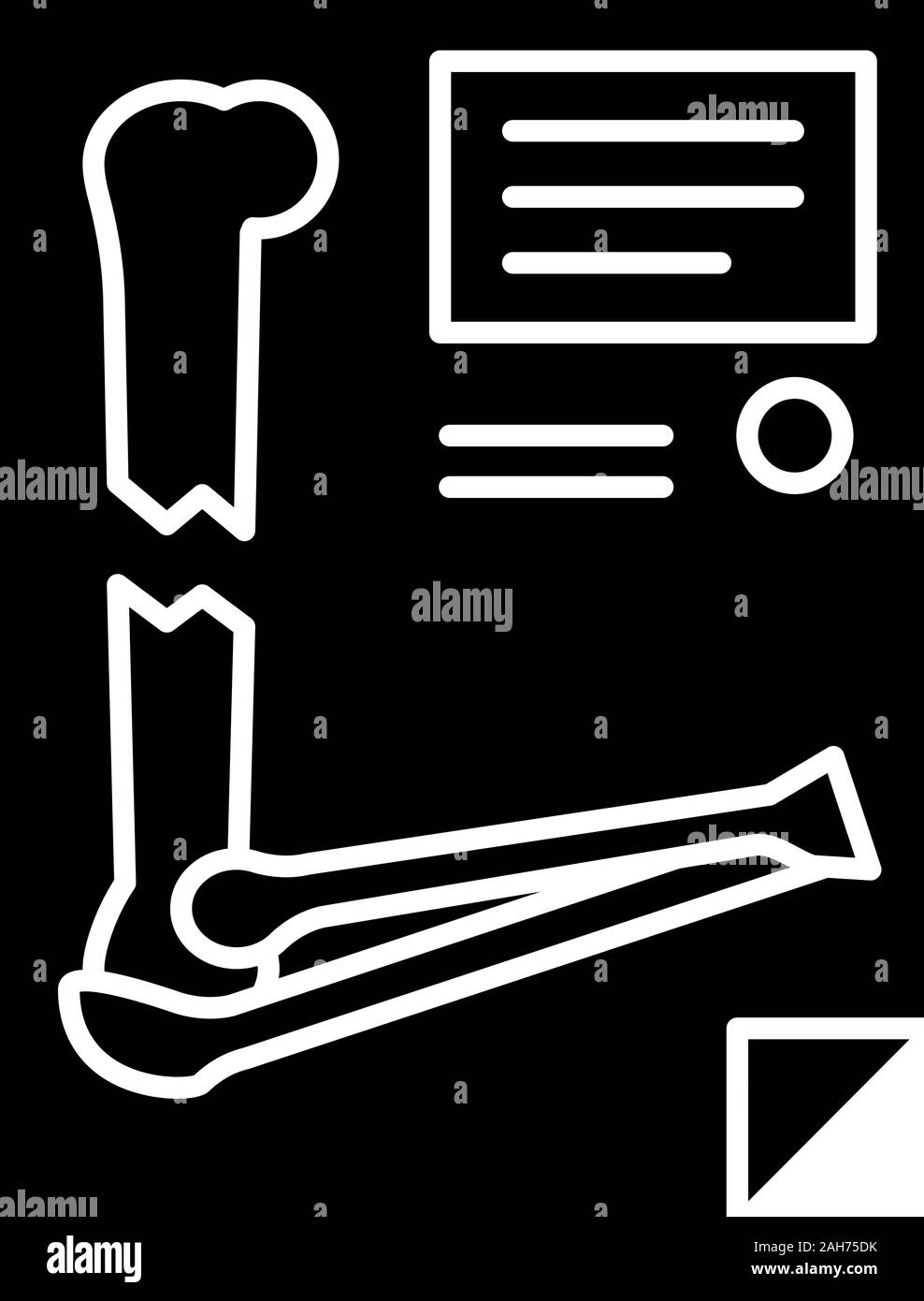 Frattura ossea diagnosi icona glyph. X-ray diagnostica. Braccio rotto ...