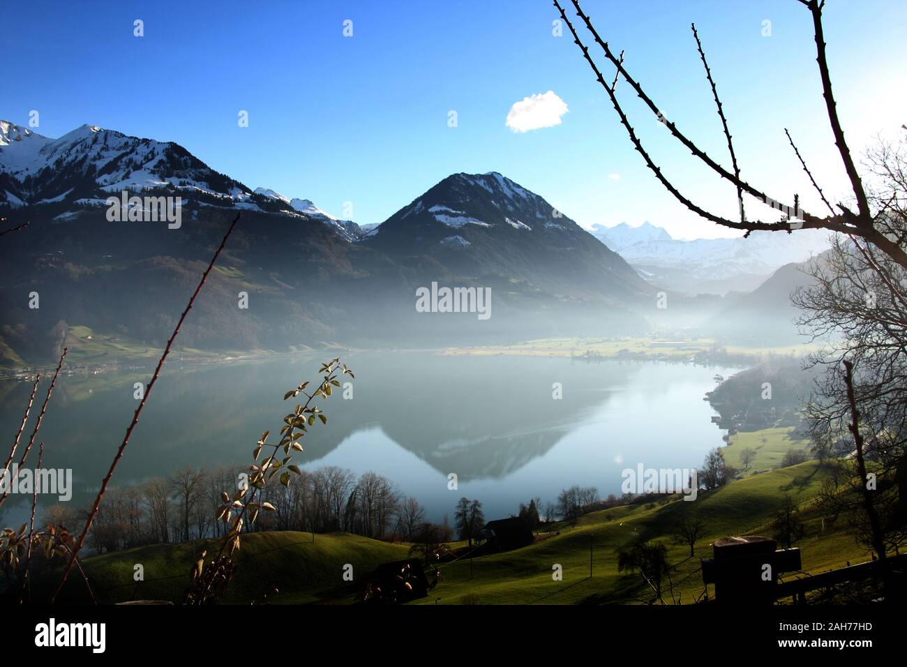 Di Sarnen, Svizzera con il lago e le montagne Foto Stock