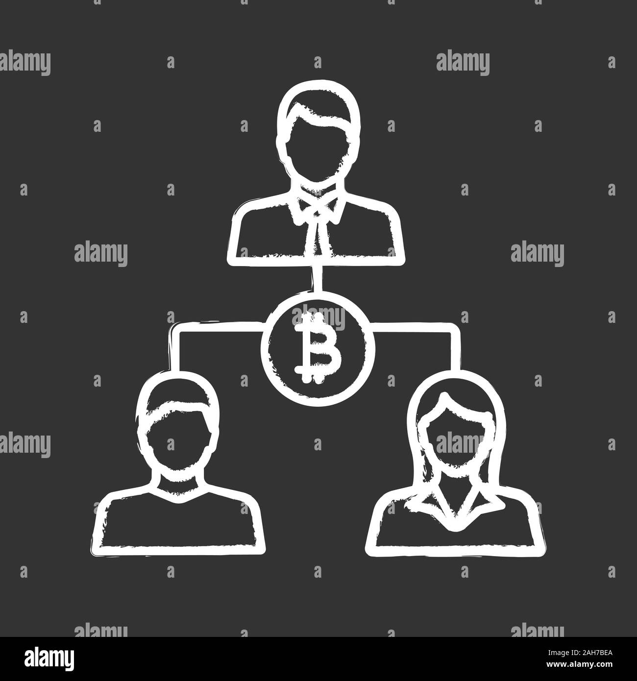 Transazioni Bitcoin chalk icona. Banking. Cryptocurrency operazioni finanziarie. Gli investitori. Il rimborso. La cooperazione finanziaria. Joint Stock Company. Isolato Illustrazione Vettoriale