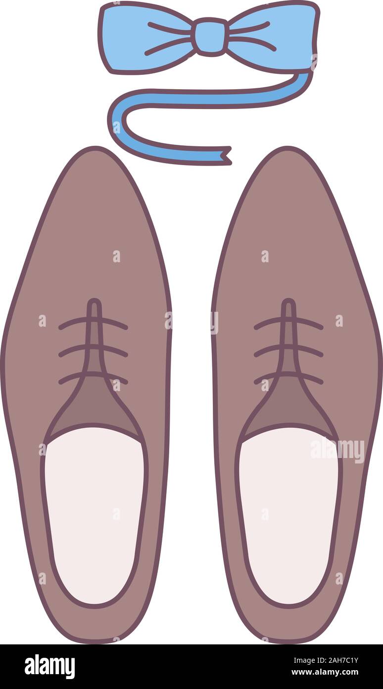 Mens accessori icona di colore. Codice di abbigliamento. Menswear. Gli uomini lo stile e la moda. Scarpe e tuxedo il filtro bow tie. Isolato illustrazione vettoriale Illustrazione Vettoriale